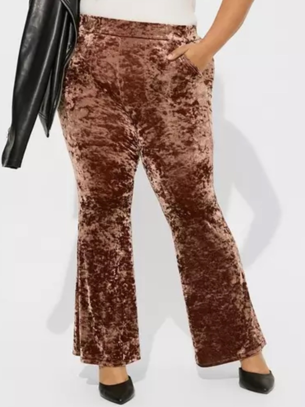 torrid Crushed Velvet Flare Pants - Brown